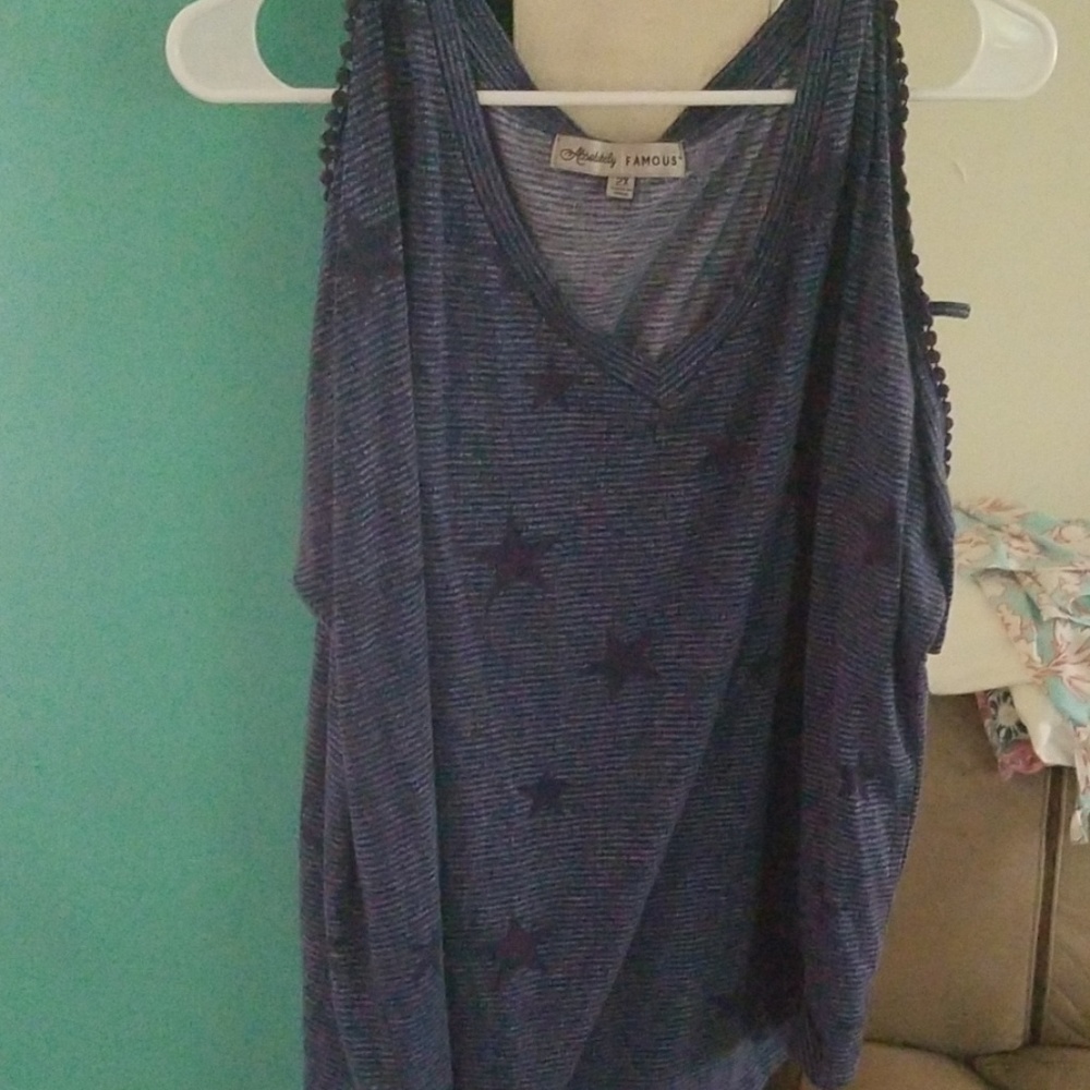 Blue stripe and star top
